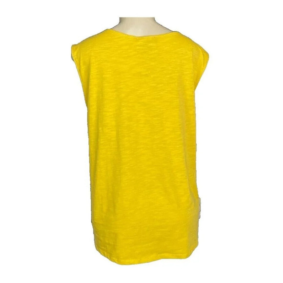 Grace Elements + XXL Bumble Bee Yellow Applique Detail Split Neck Sleeveless Tee - Picture 4 of 6